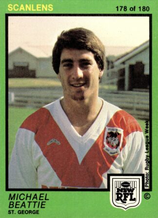 1982 Scanlens Common Card - Base 178 Michael Beattie St George Dragons