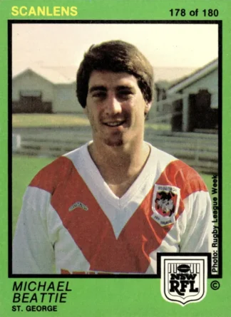 1982 Scanlens Common Card - Base 178 Michael Beattie St George Dragons