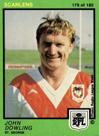 1982 Scanlens Common Card - Base 179 John Dowling St George Dragons