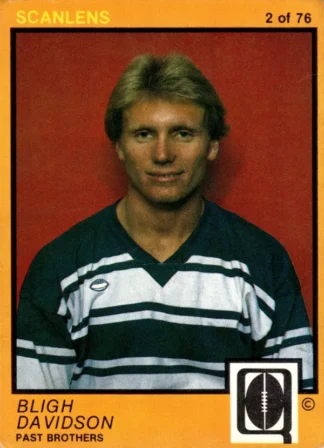 1982 Scanlens QLD Common Card - Base 02 Bligh Davidson Past Brothers Leprechauns