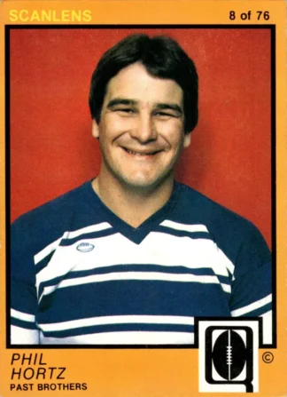 1982 Scanlens QLD Common Card - Base 08 Phil Hortz Past Brothers Leprechauns