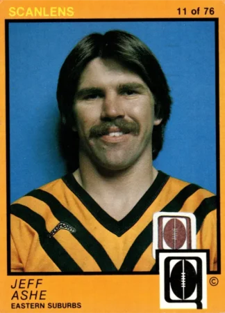 1982 Scanlens QLD Common Card - Base 11 Jeff Ashe Eastern Suburbs Tigers