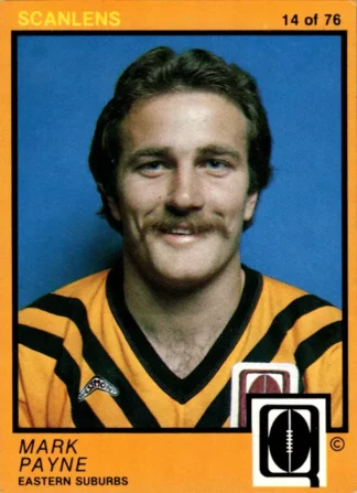1982 Scanlens QLD Common Card - Base 14 Mark Payne Eastern Suburbs Tigers