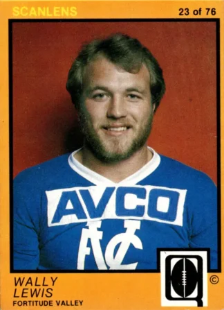 1982 Scanlens QLD Common Card - Base 23 Wally Lewis Fortitude Valley Diehards