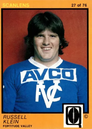 1982 Scanlens QLD Common Card - Base 27 Russell Klein Fortitude Valley Diehards