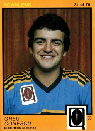 1982 Scanlens QLD Common Card - Base 31 Greg Conescu Northern Suburbs Devils