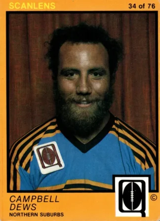 1982 Scanlens QLD Common Card - Base 34 Campbell Dews Northern Suburbs Devils