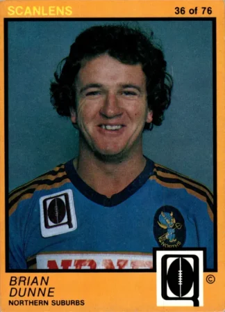 1982 Scanlens QLD Common Card - Base 36 Brian Dunne Northern Suburbs Devils