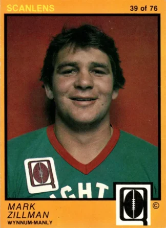 1982 Scanlens QLD Common Card - Base 39 Mark Zillman Wynnum Manly Seagulls