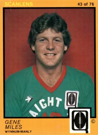 1982 Scanlens QLD Common Card - Base 43 Gene Miles Wynnum Manly Seagulls