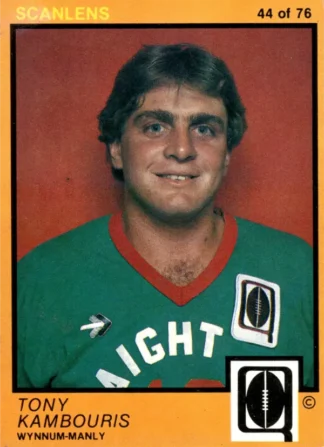 1982 Scanlens QLD Common Card - Base 44 Tony Kambouris Wynnum Manly Seagulls