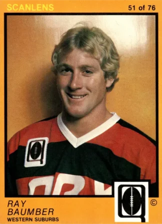 1982 Scanlens QLD Common Card - Base 51 Ray Baumber Western Suburbs Panthers