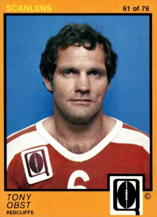 1982 Scanlens QLD Common Card - Base 61 Tony Obst Redcliffe Dolphins