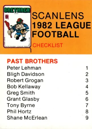 The NRL Trading Card Specialists 12 1982 Scanlens QLD Common Card - Paul Brothers Checklist
