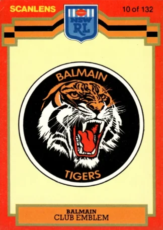 1986 Scanlens Common Card - Base 010 Logo Balmain Tigers