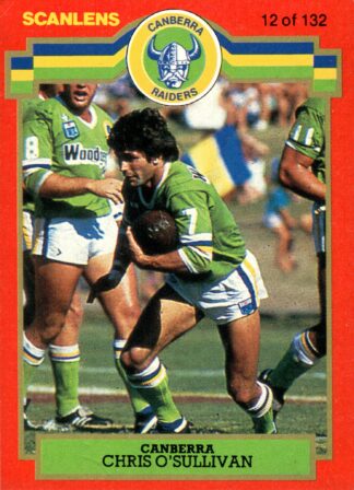 1986 Scanlens Common Card - Base 012 Chris O'Sullivan Canberra Raiders