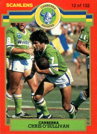 1986 Scanlens Common Card - Base 012 Chris O'Sullivan Canberra Raiders
