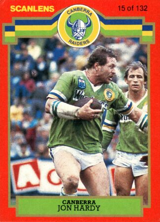 1986 Scanlens Common Card - Base 015 Jon Hardy Canberra Raiders