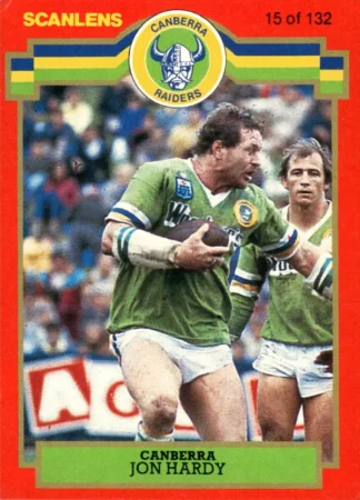 1986 Scanlens Common Card - Base 015 Jon Hardy Canberra Raiders