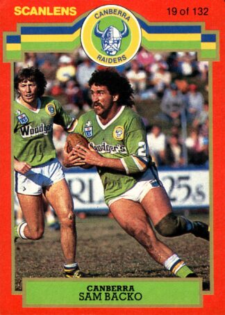 1986 Scanlens Common Card - Base 019 Sam Backo Canberra Raiders