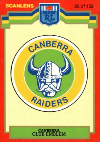 1986 Scanlens Common Card - Base 020 Logo Canberra Raiders