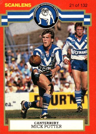 1986 Scanlens Common Card - Base 021 Mick Potter Canterbury Bulldogs