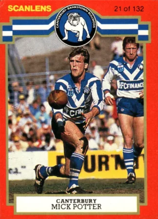 1986 Scanlens Common Card - Base 021 Mick Potter Canterbury Bulldogs