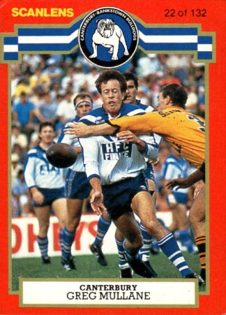 1986 Scanlens Common Card - Base 022 Greg Mullane Canterbury Bulldogs