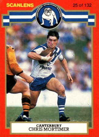 1986 Scanlens Common Card - Base 025 Chris Mortimer Canterbury Bulldogs
