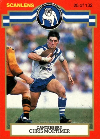 1986 Scanlens Common Card - Base 025 Chris Mortimer Canterbury Bulldogs