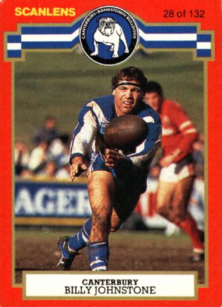 1986 Scanlens Common Card - Base 028 Billy Johnstone Canterbury Bulldogs