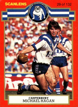 1986 Scanlens Common Card - Base 029 Michael Hagan Canterbury Bulldogs