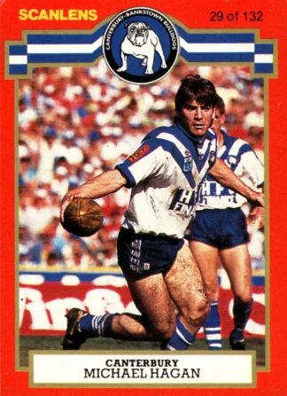 1986 Scanlens Common Card - Base 029 Michael Hagan Canterbury Bulldogs
