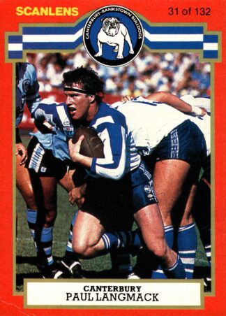 1986 Scanlens Common Card - Base 031 Paul Langmack Canterbury Bulldogs