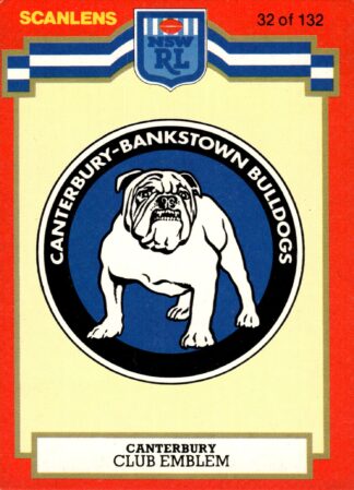 1986 Scanlens Common Card - Base 032 Logo Canterbury Bulldogs