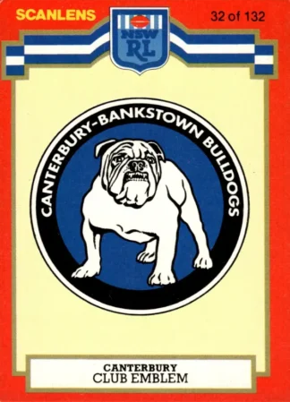 1986 Scanlens Common Card - Base 032 Logo Canterbury Bulldogs
