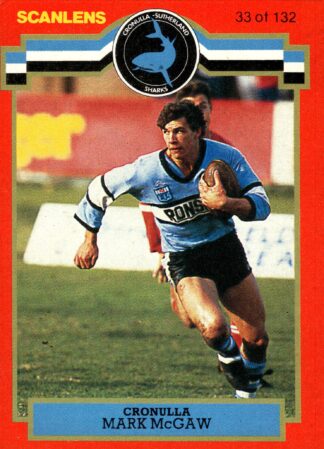 1986 Scanlens Common Card - Base 033 Mark McGaw Cronulla Sharks