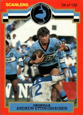 1986 Scanlens Common Card - Base 034 Andrew Ettingshausen Cronulla Sharks