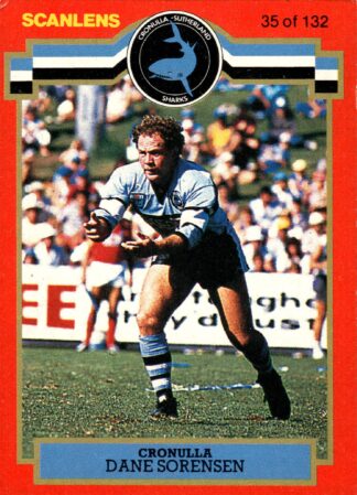 1986 Scanlens Common Card - Base 035 Dane Sorensen Cronulla Sharks