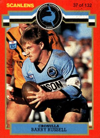 1986 Scanlens Common Card - Base 037 Barry Russell Cronulla Sharks
