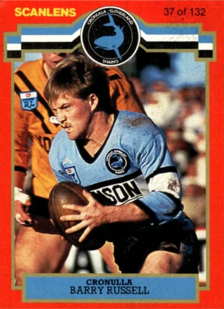 1986 Scanlens Common Card - Base 037 Barry Russell Cronulla Sharks