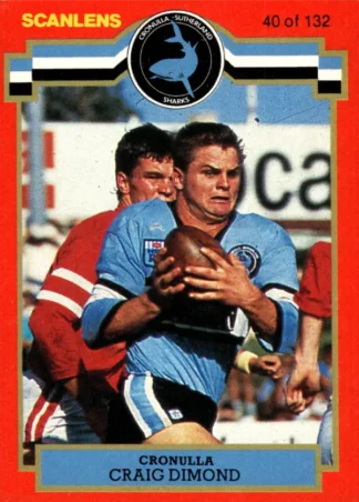 1986 Scanlens Common Card - Base 040 Craig Dimond Cronulla Sharks