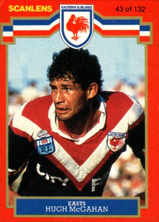 1986 Scanlens Common Card - Base 043 Hugh McGahan Eastern Suburbs Roosters