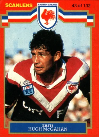 1986 Scanlens Common Card - Base 043 Hugh McGahan Eastern Suburbs Roosters