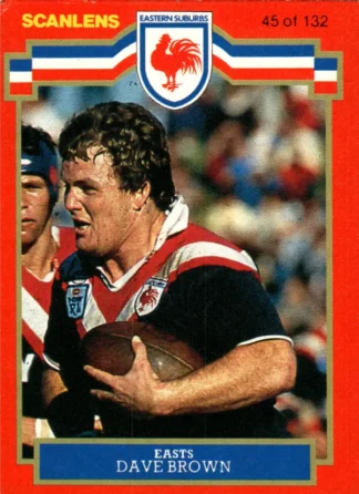 1986 Scanlens Common Card - Base 045 Dave Brown Eastern Suburbs Roosters