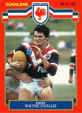 1986 Scanlens Common Card - Base 048 Wayne Challis Eastern Suburbs Roosters