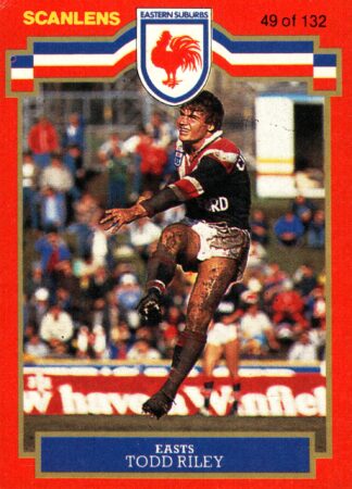 1986 Scanlens Common Card - Base 049 Todd Riley Eastern Suburbs Roosters
