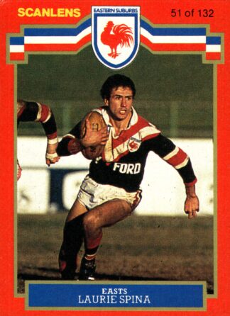 1986 Scanlens Common Card - Base 051 Laurie Spina Eastern Suburbs Roosters