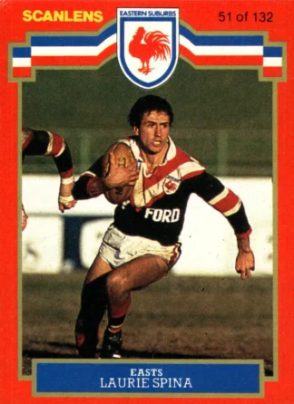 1986 Scanlens Common Card - Base 051 Laurie Spina Eastern Suburbs Roosters
