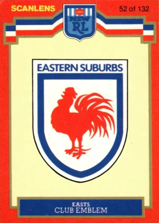 1986 Scanlens Common Card - Base 052 Logo Eastern Suburbs Roosters